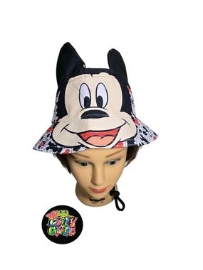 Disney Mickey Mouse  Children’s Beach Bucket Hat With Ears & Drawstring Unisex